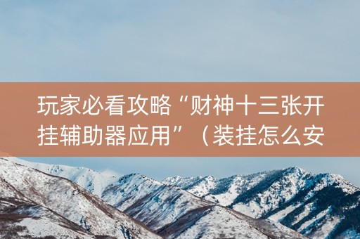 玩家必看攻略“财神十三张开挂辅助器应用”（装挂怎么安装)