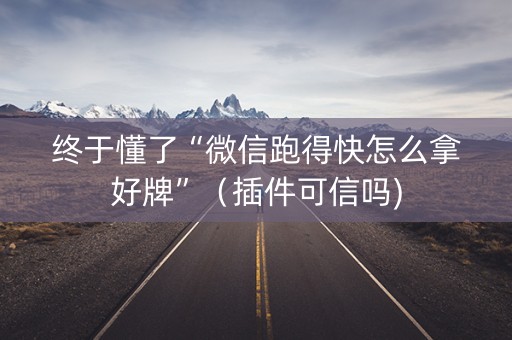 终于懂了“微信跑得快怎么拿好牌”（插件可信吗)
