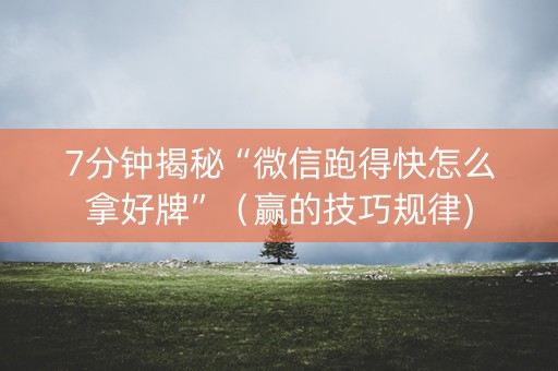 7分钟揭秘“微信跑得快怎么拿好牌”（赢的技巧规律)