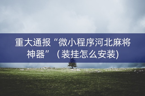 重大通报“微小程序河北麻将神器”（装挂怎么安装)