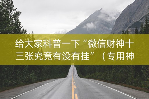 给大家科普一下“微信财神十三张究竟有没有挂”（专用神器)