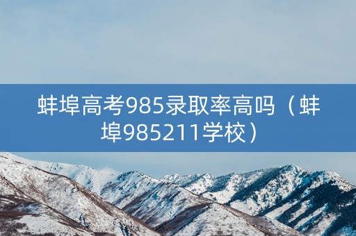 蚌埠高考985录取率高吗（蚌埠985211学校）
