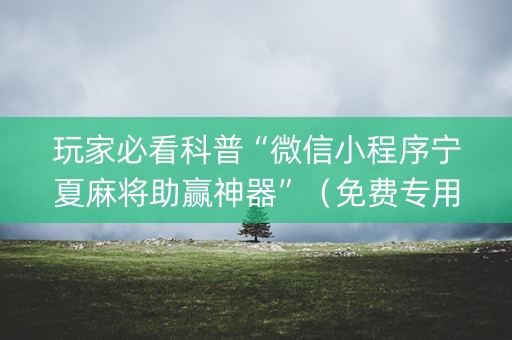 玩家必看科普“微信小程序宁夏麻将助赢神器”（免费专用神器)