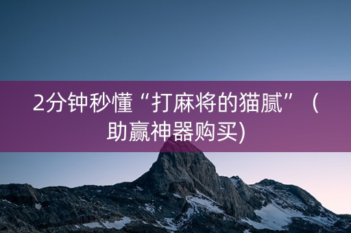 2分钟秒懂“打麻将的猫腻”（助赢神器购买)