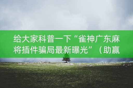 给大家科普一下“雀神广东麻将插件骗局最新曝光”（助赢神器购买)