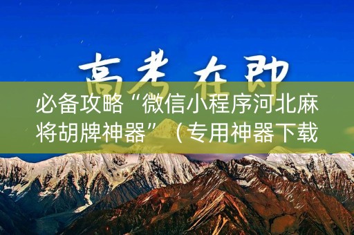 必备攻略“微信小程序河北麻将胡牌神器”（专用神器下载)