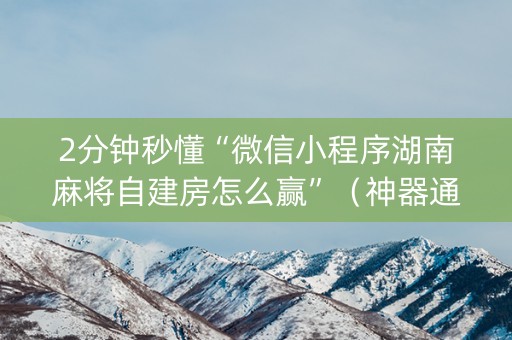 2分钟秒懂“微信小程序湖南麻将自建房怎么赢”（神器通用版)