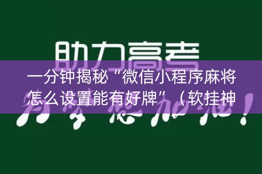 一分钟揭秘“微信小程序麻将怎么设置能有好牌”（软挂神器)