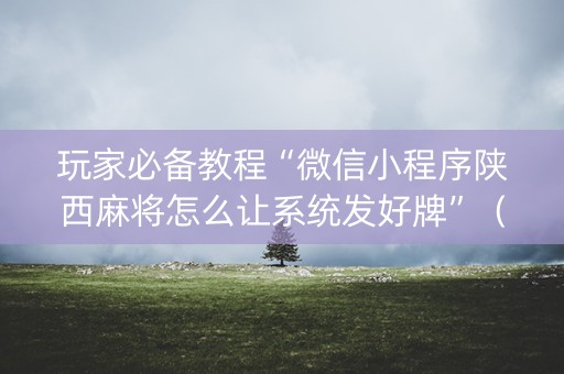 玩家必备教程“微信小程序陕西麻将怎么让系统发好牌”（怎么能让牌好一点)