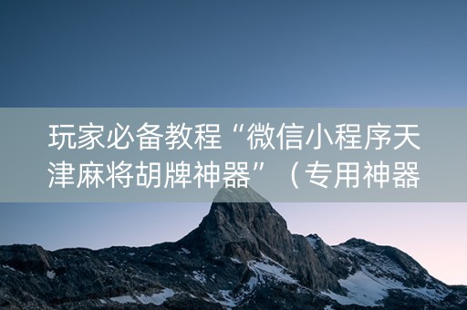 玩家必备教程“微信小程序天津麻将胡牌神器”（专用神器)