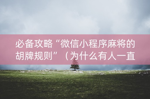 必备攻略“微信小程序麻将的胡牌规则”（为什么有人一直赢)