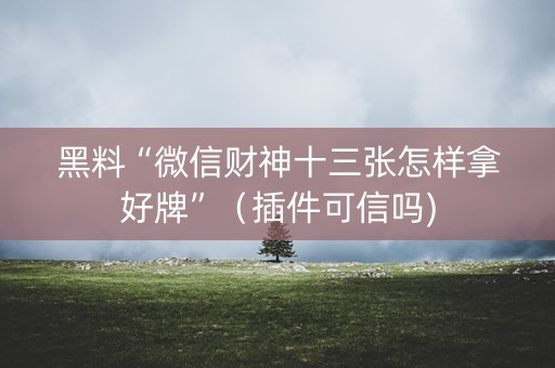 黑料“微信财神十三张怎样拿好牌”（插件可信吗)