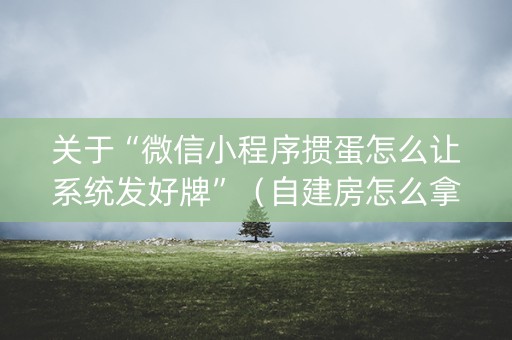 关于“微信小程序掼蛋怎么让系统发好牌”（自建房怎么拿好牌)