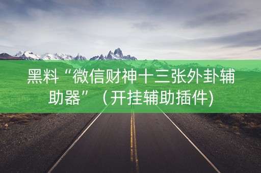 黑料“微信财神十三张外卦辅助器”（开挂辅助插件)