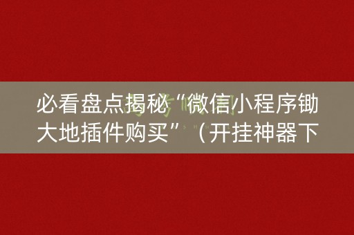 必看盘点揭秘“微信小程序锄大地插件购买”（开挂神器下载)