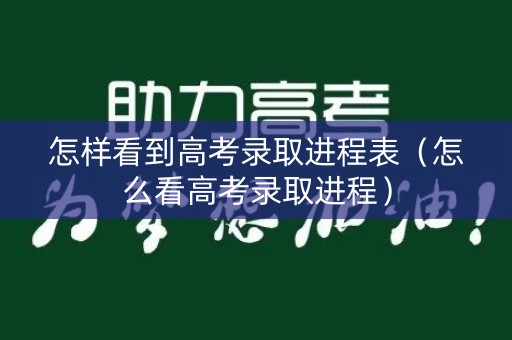 怎样看到高考录取进程表（怎么看高考录取进程）