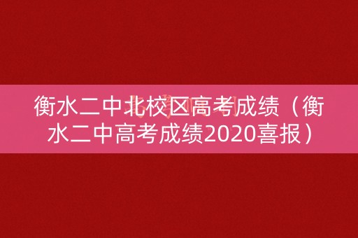 衡水二中北校区高考成绩（衡水二中高考成绩2020喜报）