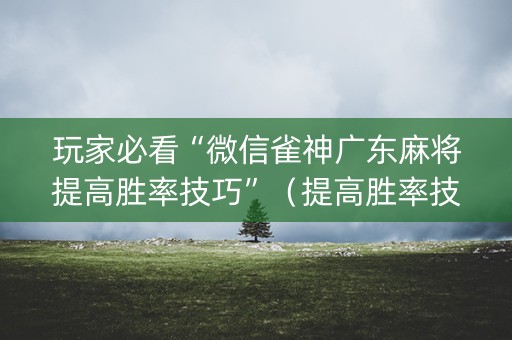 玩家必看“微信雀神广东麻将提高胜率技巧”（提高胜率技巧)
