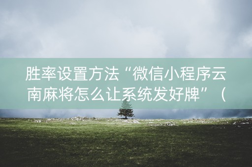 胜率设置方法“微信小程序云南麻将怎么让系统发好牌”（如何让系统发好牌)