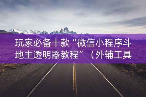 玩家必备十款“微信小程序斗地主透明器教程”（外辅工具)