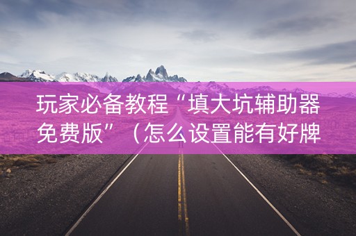 玩家必备教程“填大坑辅助器免费版”（怎么设置能有好牌)