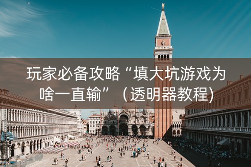 玩家必备攻略“填大坑游戏为啥一直输”（透明器教程)