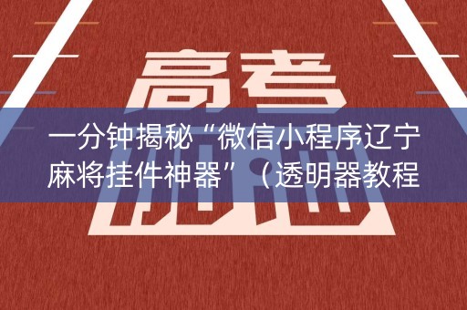 一分钟揭秘“微信小程序辽宁麻将挂件神器”（透明器教程)