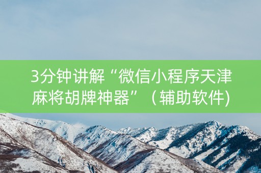 3分钟讲解“微信小程序天津麻将胡牌神器”（辅助软件)
