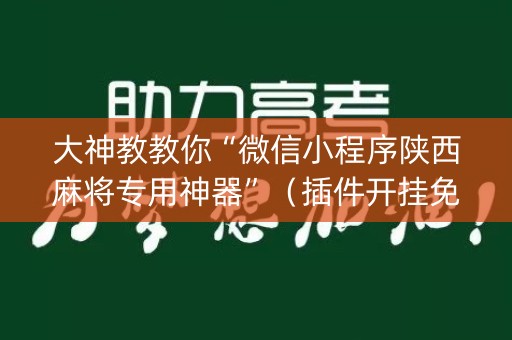 大神教教你“微信小程序陕西麻将专用神器”（插件开挂免费AI)