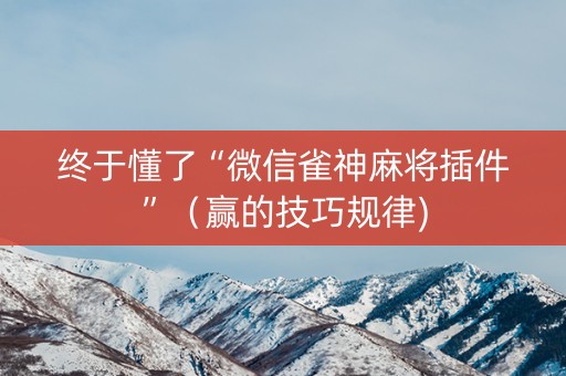 终于懂了“微信雀神麻将插件”（赢的技巧规律)