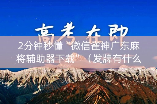 2分钟秒懂“微信雀神广东麻将辅助器下载”（发牌有什么规律吗)