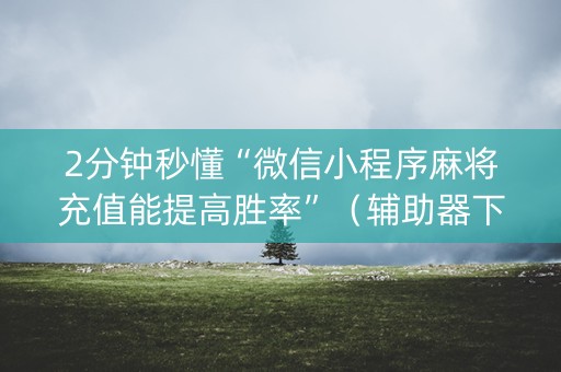 2分钟秒懂“微信小程序麻将充值能提高胜率”（辅助器下载)