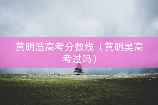 黄明浩高考分数线（黄明昊高考过吗）