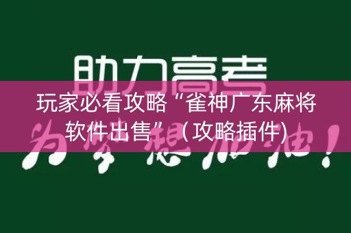 玩家必看攻略“雀神广东麻将软件出售”（攻略插件)