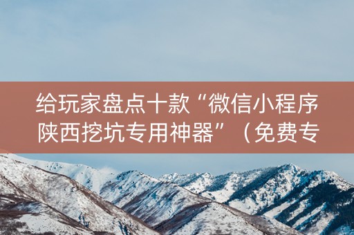 给玩家盘点十款“微信小程序陕西挖坑专用神器”（免费专用神器)