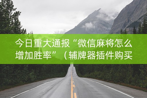 今日重大通报“微信麻将怎么增加胜率”（辅牌器插件购买)