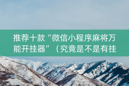 推荐十款“微信小程序麻将万能开挂器”（究竟是不是有挂)