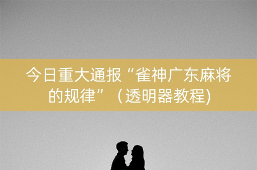 今日重大通报“雀神广东麻将的规律”（透明器教程)