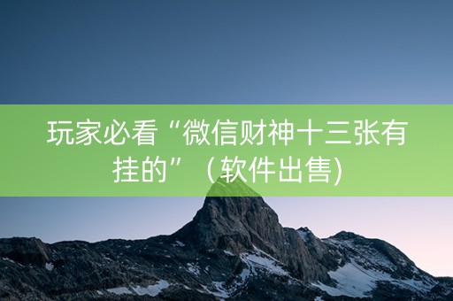 玩家必看“微信财神十三张有挂的”（软件出售)