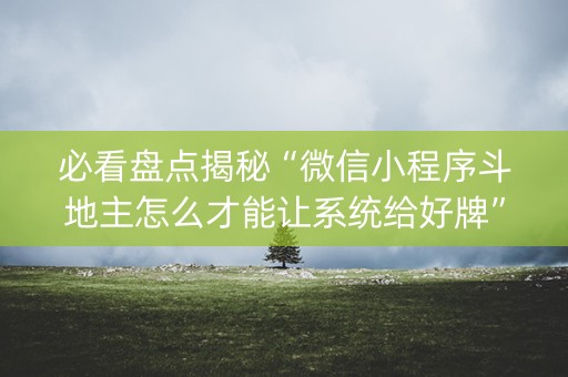 必看盘点揭秘“微信小程序斗地主怎么才能让系统给好牌”（AI辅助胡牌规则)