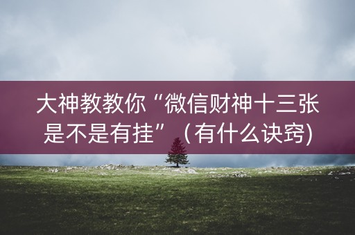 大神教教你“微信财神十三张是不是有挂”（有什么诀窍)