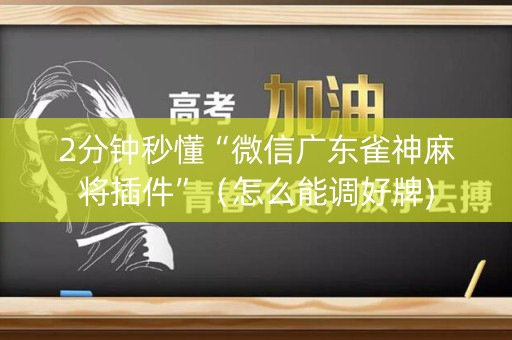 2分钟秒懂“微信广东雀神麻将插件”（怎么能调好牌)