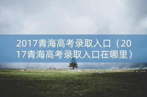 2017青海高考录取入口（2017青海高考录取入口在哪里）