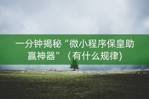 一分钟揭秘“微小程序保皇助赢神器”（有什么规律)