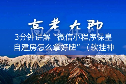 3分钟讲解“微信小程序保皇自建房怎么拿好牌”（软挂神器)