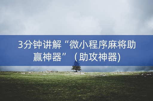 3分钟讲解“微小程序麻将助赢神器”（助攻神器)