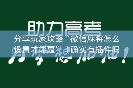 分享玩家攻略“微信麻将怎么设置才能赢”（确实有插件吗)