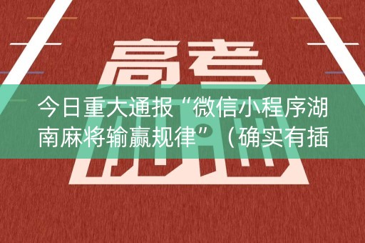 今日重大通报“微信小程序湖南麻将输赢规律”（确实有插件吗)