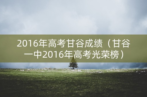 2016年高考甘谷成绩（甘谷一中2016年高考光荣榜）