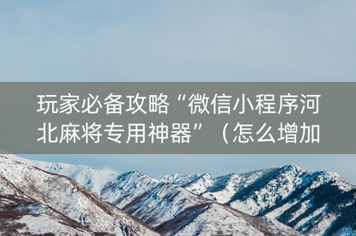 玩家必备攻略“微信小程序河北麻将专用神器”（怎么增加胜率)